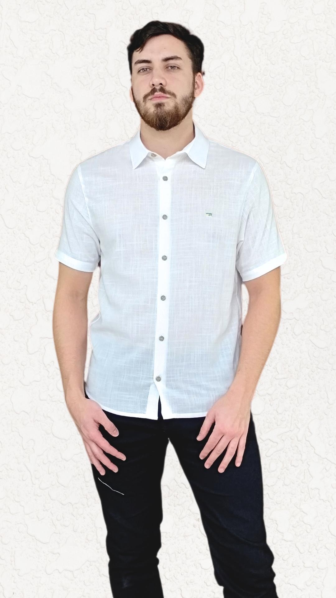 camisa masculina manga curta algodão branca