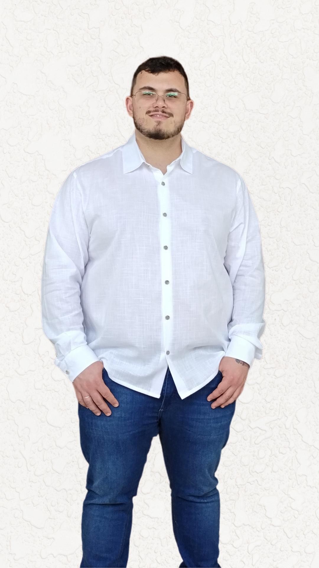 Camisa masculina  PS manga longa algodão branca