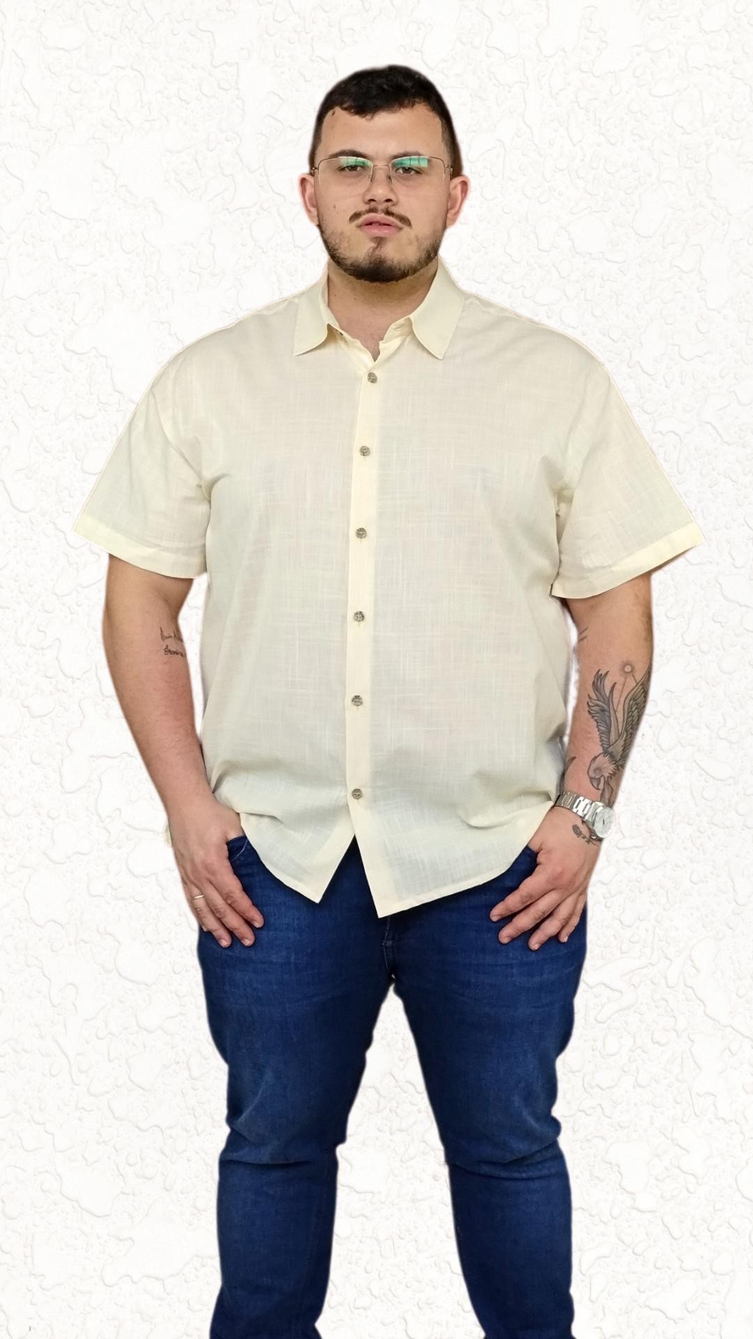 Camisa masculina PS manga curta algodão amarela