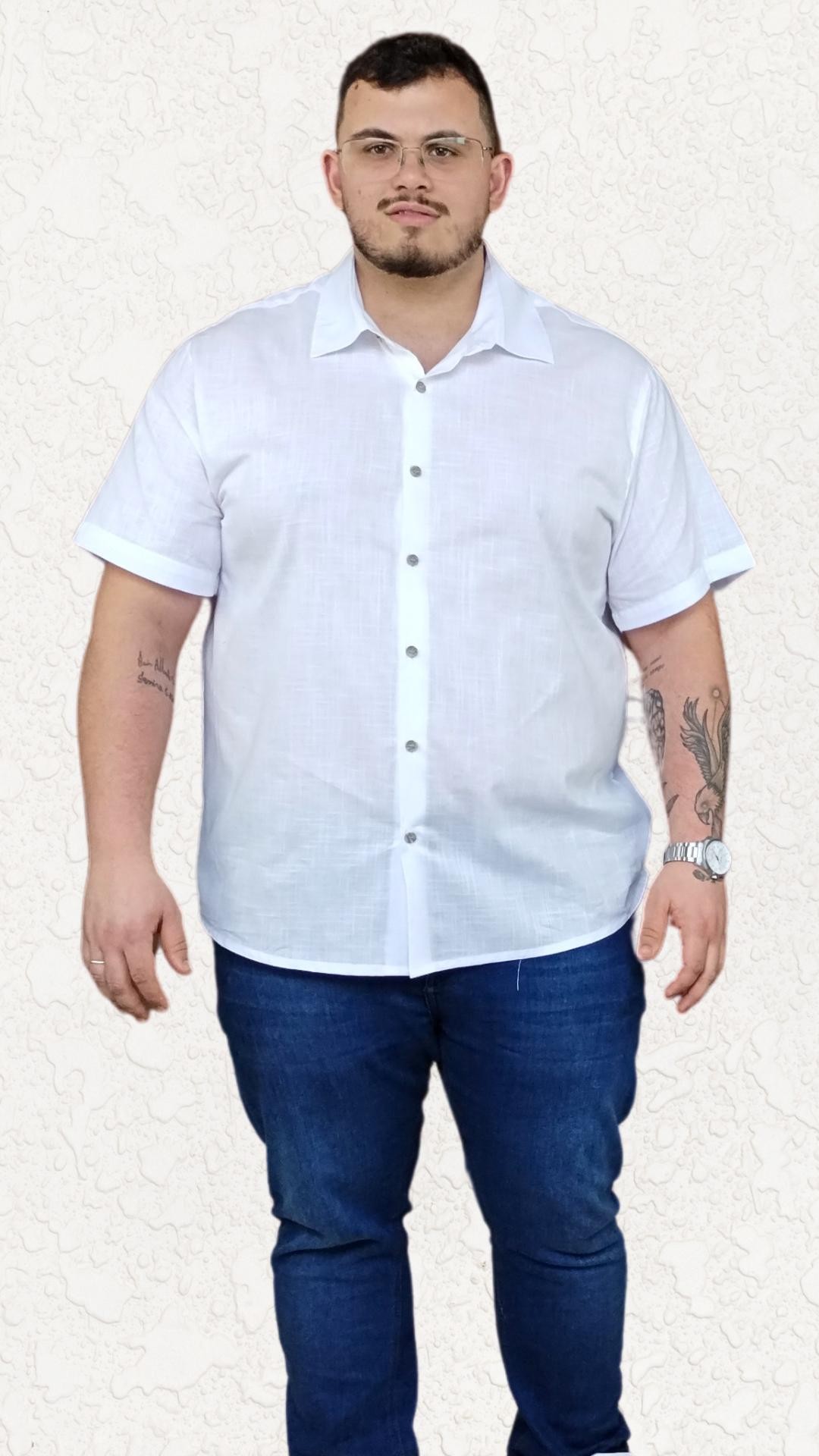 Camisa masculina PS manga curta algodão branca