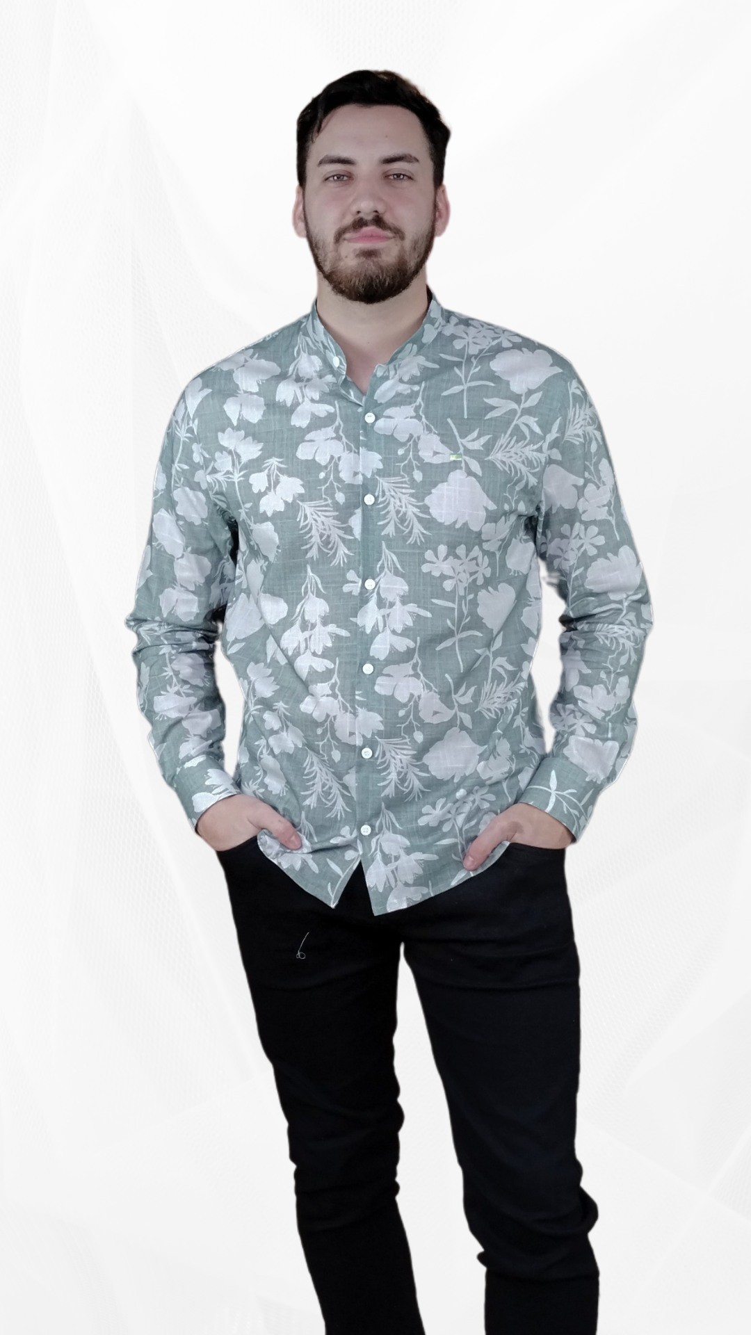camisa-masculina-estampada-verde