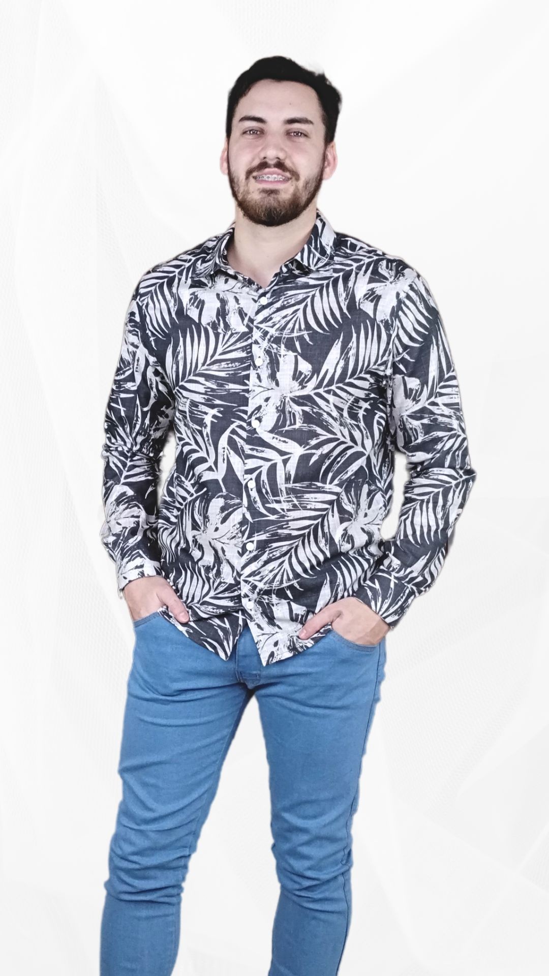 camisa-masculina-estampada-preta