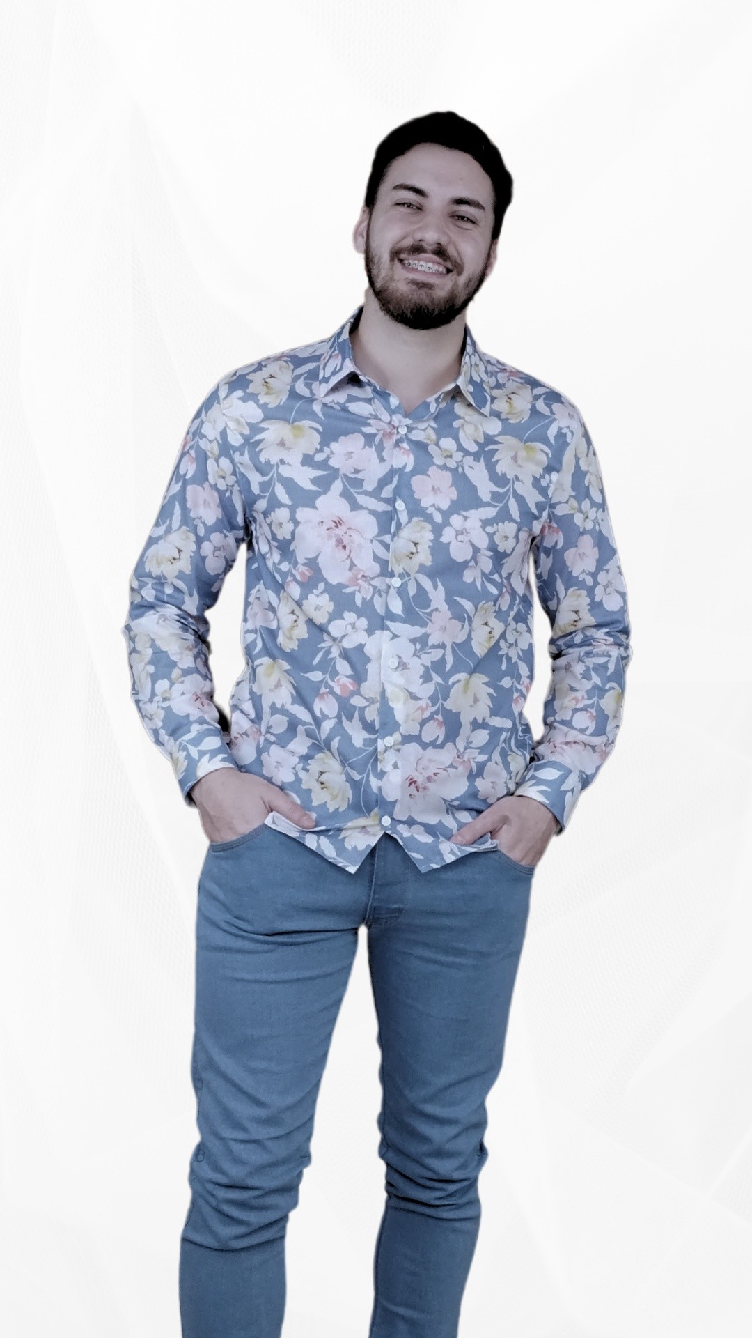 camisa-masculina-floral-azul