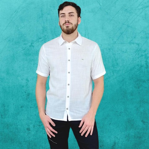 camisa masculina manga curta algodão branca