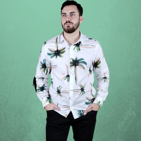 camisa-masculina-floral-branca