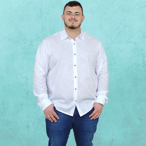 Camisa masculina  PS manga longa algodão branca