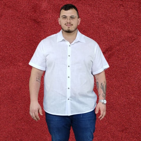 Camisa masculina PS manga curta algodão branca